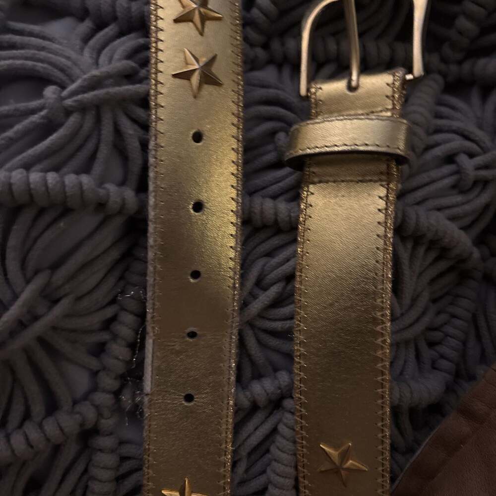 32” Metallic Gold Leather Stars Concho Belt Accessory Lady